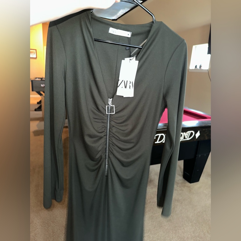 Olive Green Zara Dress - Medium